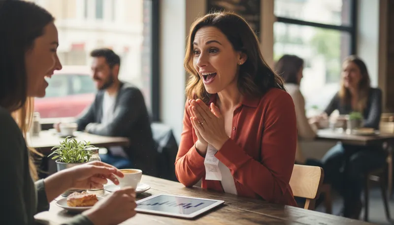 Illustration of tah: A mild expression of surprise or acknowledgment.
