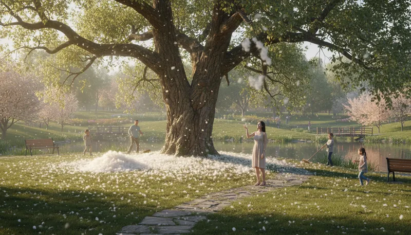 Illustration of cottonwood: A type of tree known for its fluffy seeds.