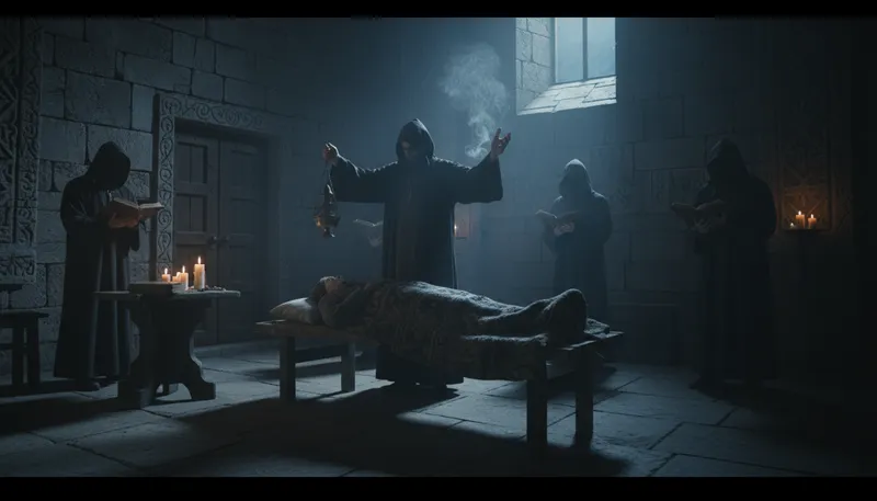 Illustration of exorcism: A ritual to remove evil spirits.