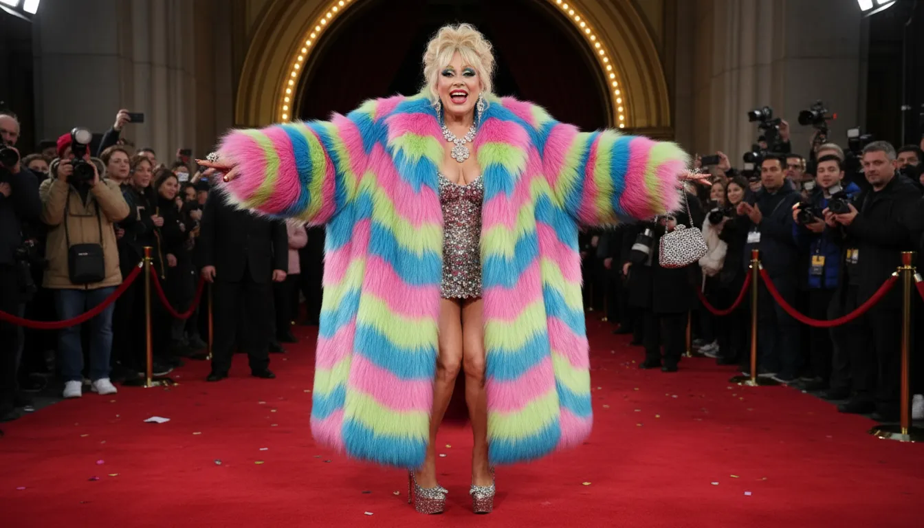 Illustrazione di all fur and no knickers: showy but lacking substance or value.
