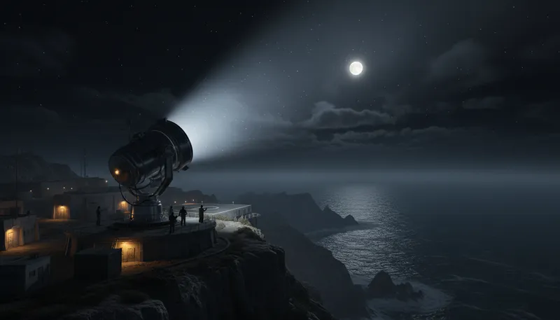 Illustration of searchlight: A powerful light used for searching.