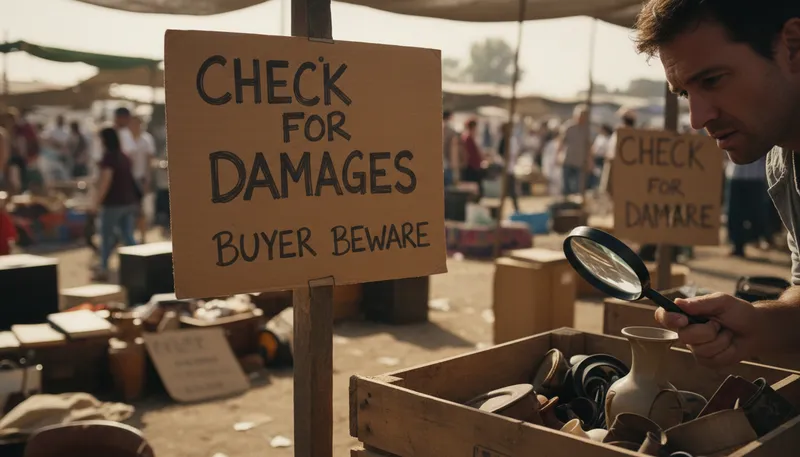 Illustration of buyer beware: buyers should be cautious before making purchases.