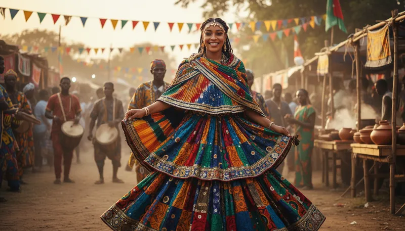 Illustration of faso: A type of traditional West African fabric.