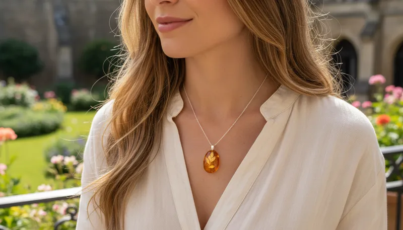 Illustration of pendant: A piece of jewelry worn around the neck.