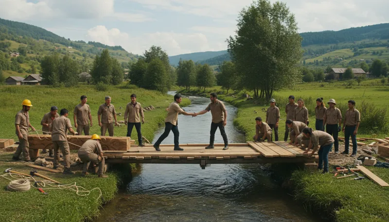 Illustration of build bridges: to create connections or understanding