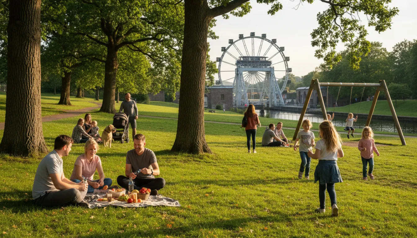 Falkirk 일러스트: A Scottish town famous for a rotating boat lift.