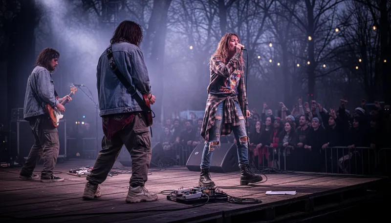 Illustration of grunge: A style of music and fashion from the 1990s.