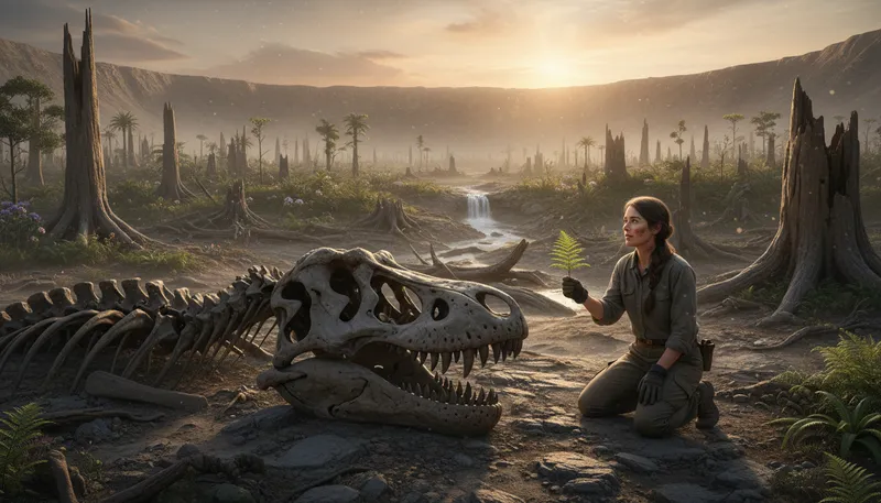 Illustration of extinction: The end of a species or group.