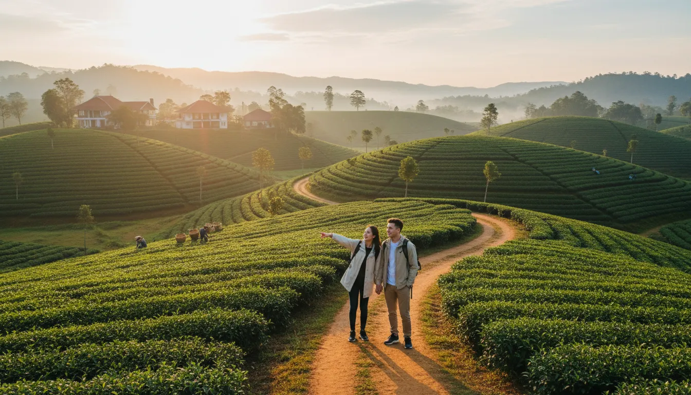Ilustrasi Assam: A region in India known for tea cultivation.