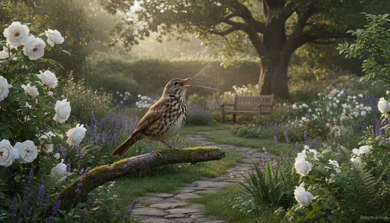 Illustration of mavis: a type of songbird with a sweet song