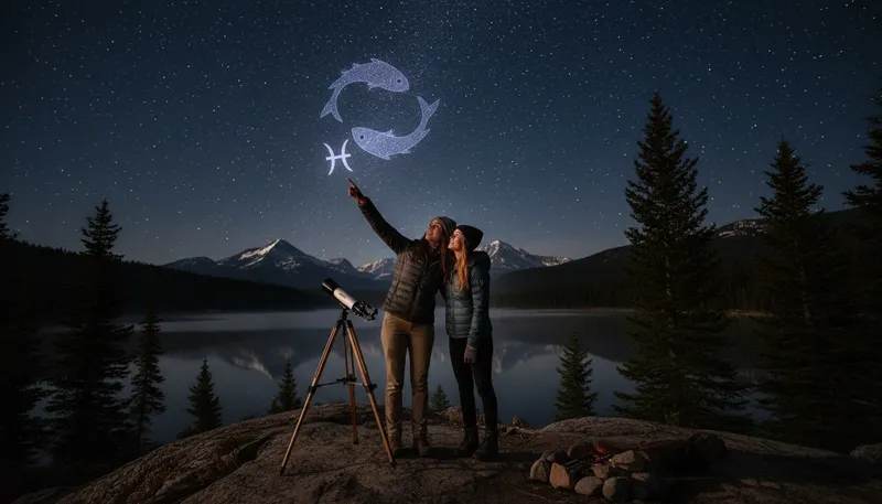 Illustration of pisces: constellation in the night sky