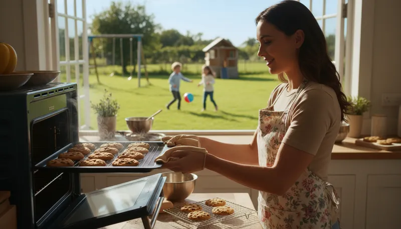 Illustration of housewife: A woman who manages a household and family.