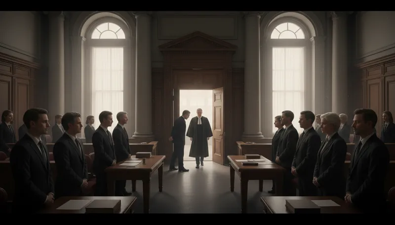 Illustration of court: An area where legal cases are decided.