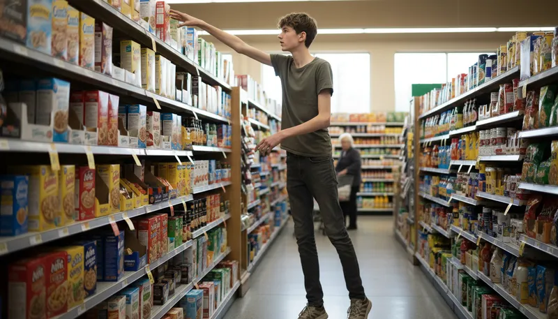 Illustration of lanky: Tall and thin in appearance.