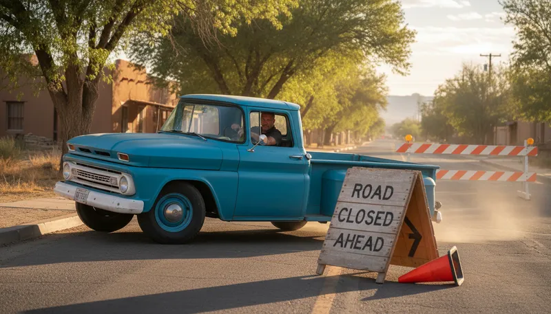 Illustration of hang a louie: Make a left turn while driving.
