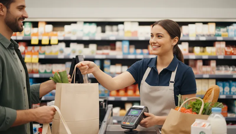 Illustration of transaction: An exchange of goods or services.