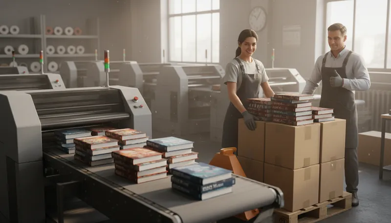 Illustration of printer: person or company that prints books or documents
