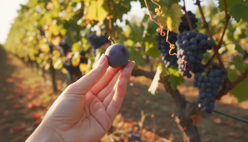 Illustration of grape: A small, round fruit often used for wine.