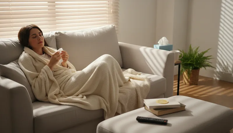 Illustration of i have a cold: Indicating that one is ill with a cold.