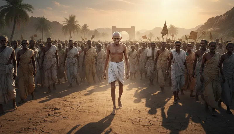 Illustration of gandhi: Leader who fought for India's independence peacefully.