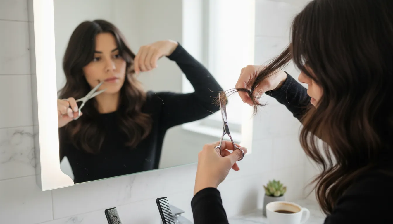 “bang” kelimesinin çizimi: a fringe of hair over the forehead