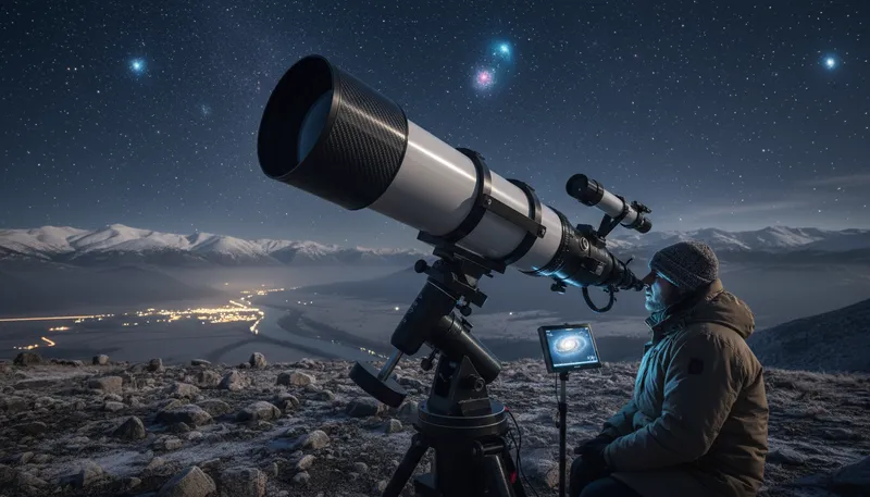 Illustration of telescopic: Able to extend or focus like a telescope.