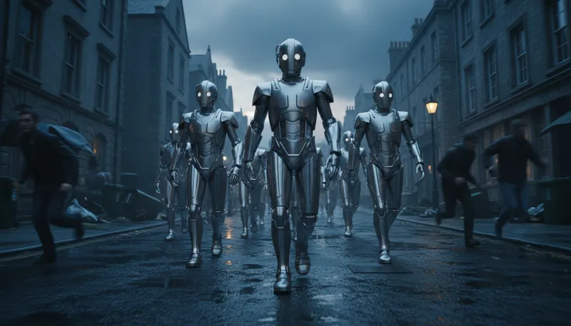Illustration of cybermen: Fictional characters from the Doctor Who series.