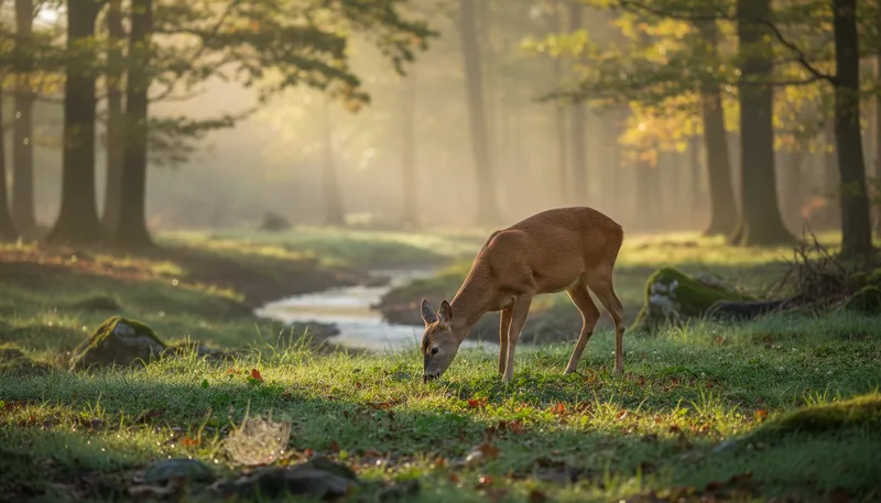 Illustration of roe: a small deer often found in forests