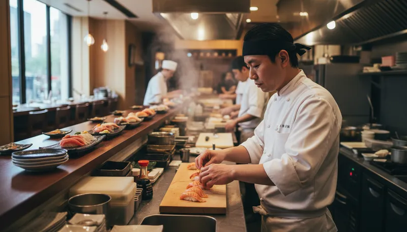 Illustration of nobu: A famous Japanese-Peruvian restaurant chain.