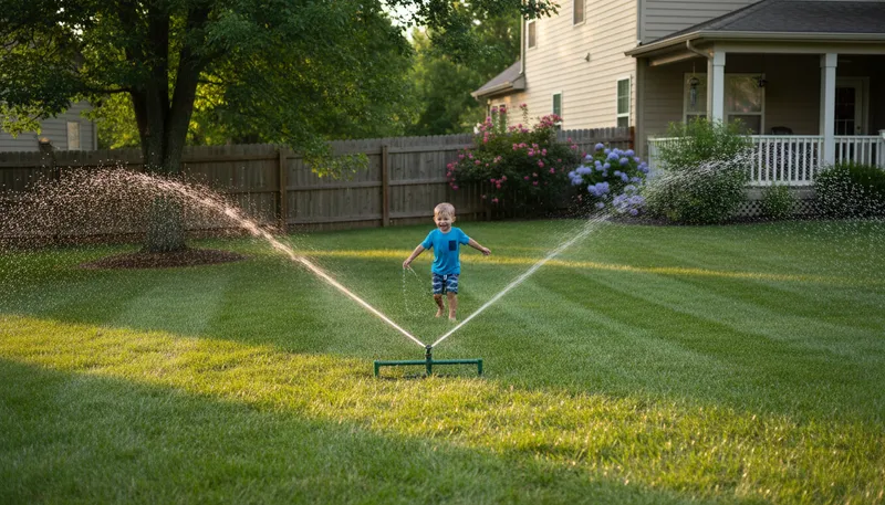 Illustration of sprinkler: Device that sprays water on plants.