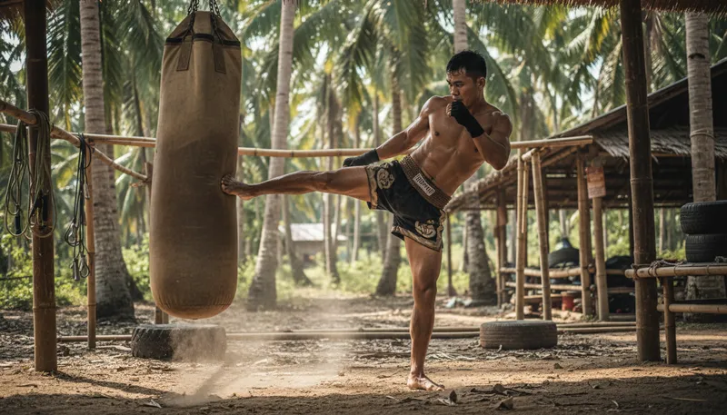 Illustration of muay: A traditional martial art from Thailand, known as boxing.