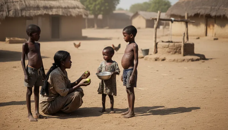 Illustration of malnutrition: Poor health due to inadequate nutrition.