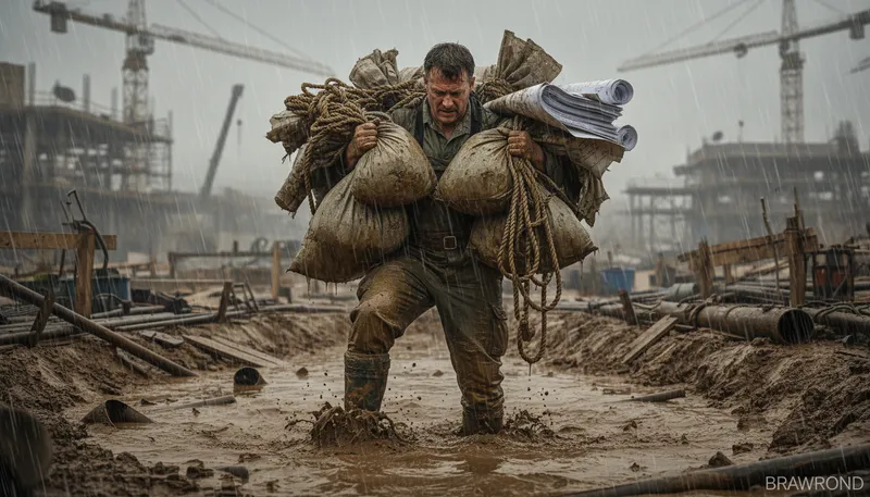 Illustration of knee-deep in the big muddy: to be stuck in a difficult situation