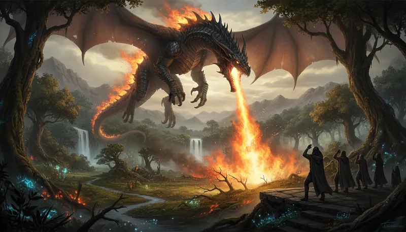 Illustration of fictional: Not real; created from imagination or fantasy.