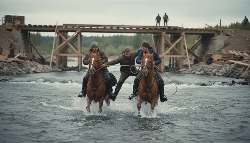 Illustration of swap horses in midstream: Change plans or strategies unexpectedly.