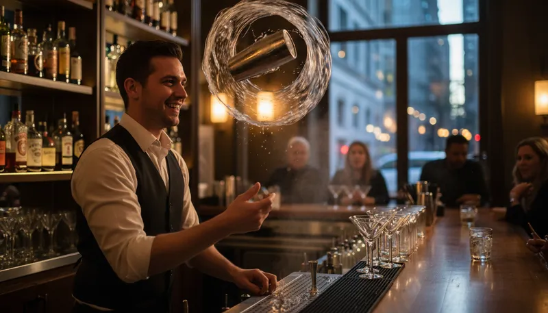 Illustration of barman: A person who serves drinks at a bar.