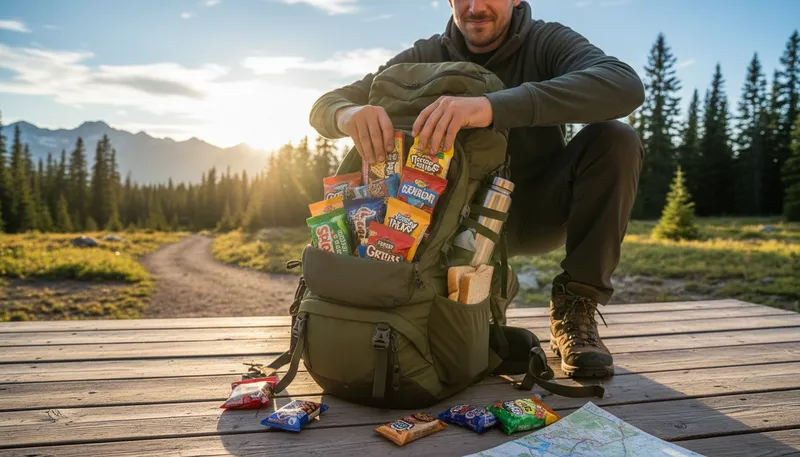 Illustration of pack: To put items into a container or bag.