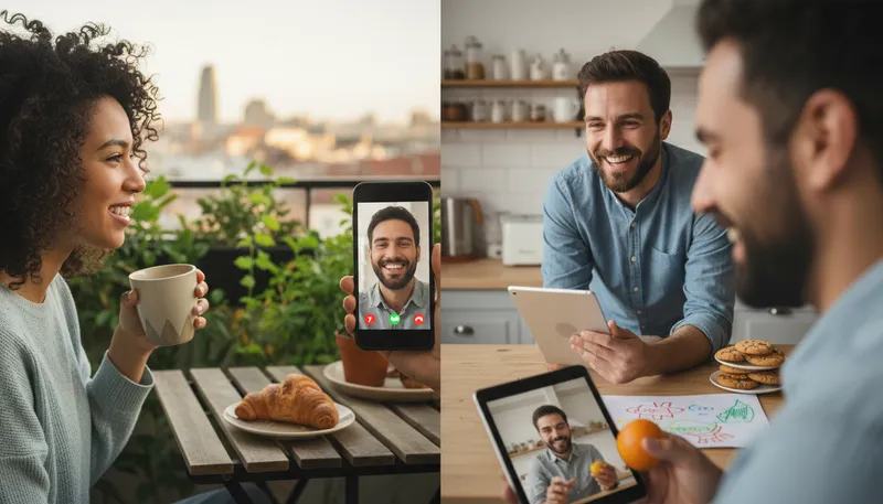 Illustration of facetime: Direct, personal interaction or video calling.
