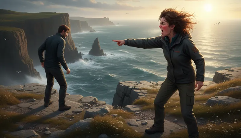 Illustration of go jump off a cliff: a phrase suggesting extreme action or frustration
