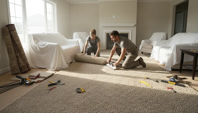 Illustration of carpet: to cover a surface with carpet