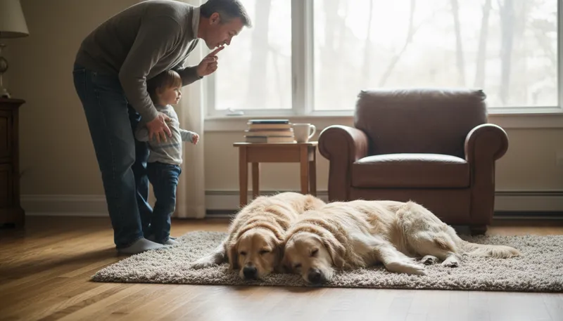 Illustration of let sleeping dogs lie: Avoid discussing a sensitive issue.