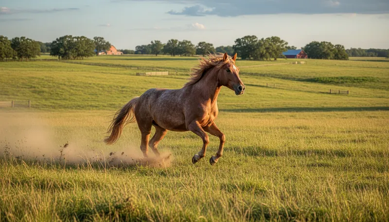 Illustration of roan: A horse with a mixed coat color.