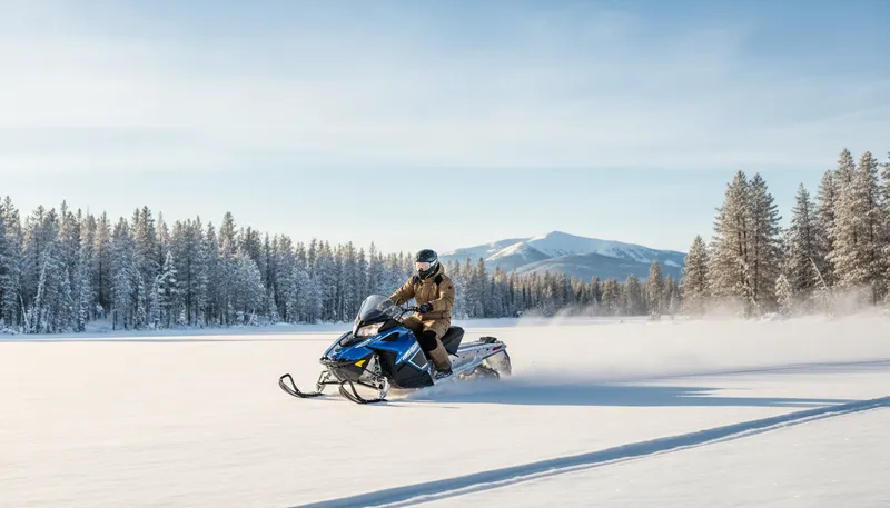 Illustration of snowmobile: vehicle for traveling on snow.