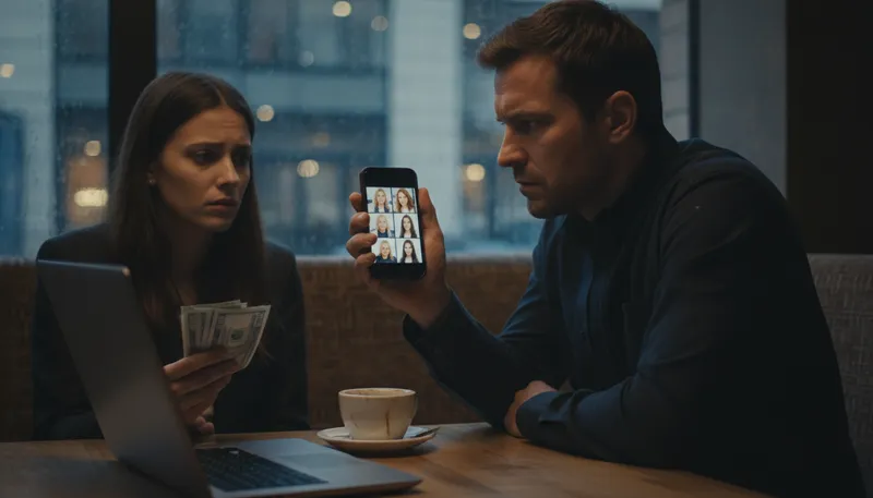 Illustration of blackmail: Threatening to reveal secrets for money.