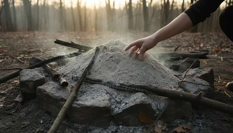 Illustration of ash: The powdery residue after burning.