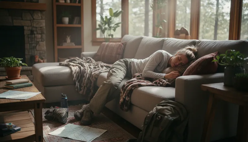 Illustration of sacked out: fall asleep quickly; collapse from tiredness.