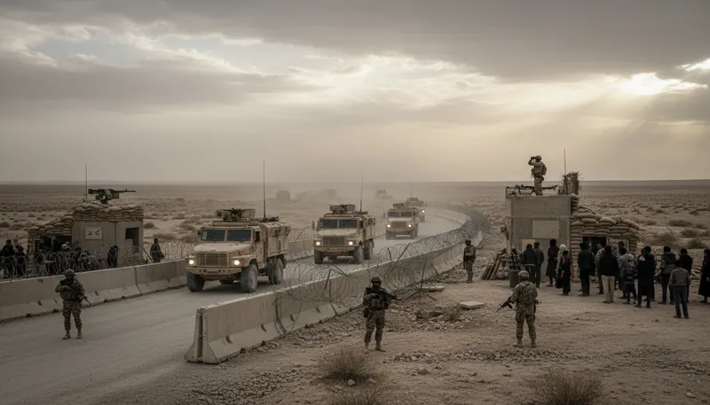 Illustration of militarization: The process of equipping for military action.