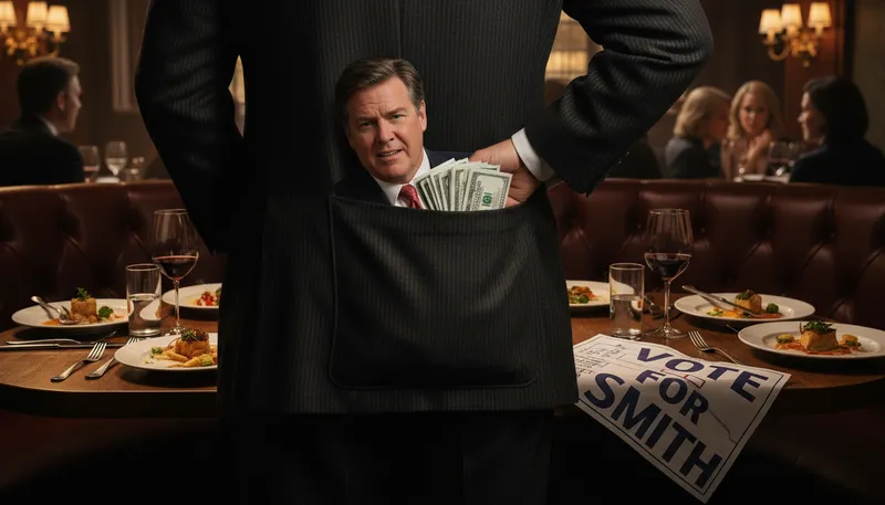 Illustration of in someone's pocket: under someone's control or influence.