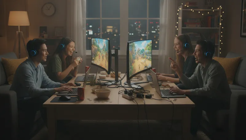 Illustration of multiplayer: A game mode for multiple players simultaneously.