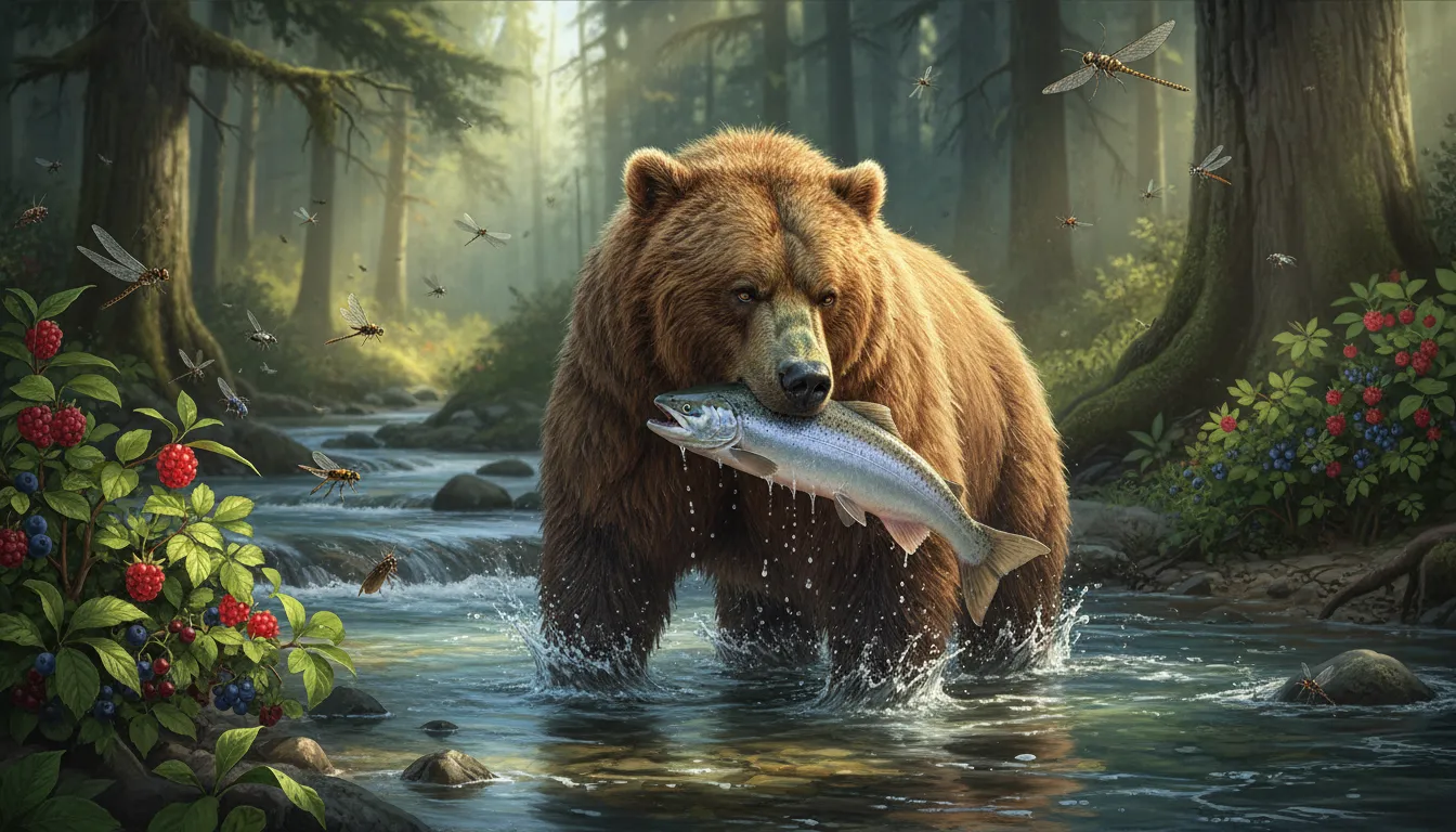 Illustration of omnivore: An animal that eats both plants and meat.